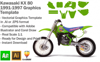 Kawasaki KX 80 MX Motocross 1991 1992 1993 1994 1995 1996 1997 Graphics Template