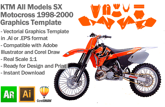 KTM SX MX Motocross All Models 1998 1999 2000 Graphics Template