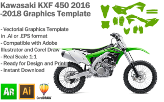 Kawasaki KXF 450 MX Motocross 2016 2017 2018 Graphics Template
