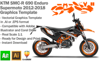 KTM SMC-R 690 Enduro Supermoto 2012 2013 2014 2015 2016 2017 2018 Graphics Template