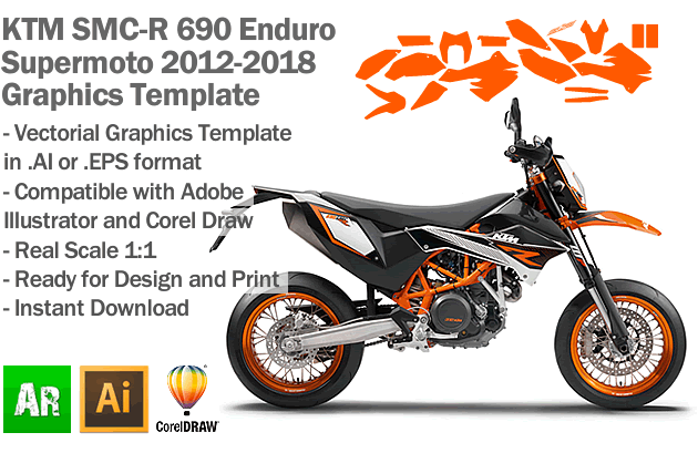 KTM SMC-R 690 Enduro Supermoto 2012 2013 2014 2015 2016 2017 2018 Graphics Template