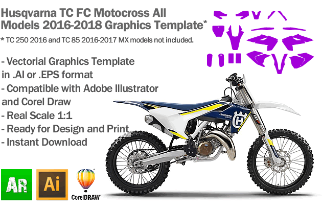 Kawasaki KXF 450 MX Motocross 2016 2017 2018 Graphics Template