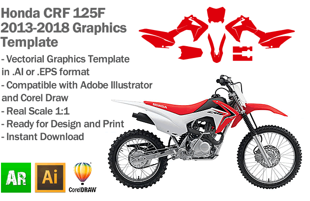 Honda CRF 125F MX Motocross 2013 2014 2015 2016 2017 2018 Graphics Template