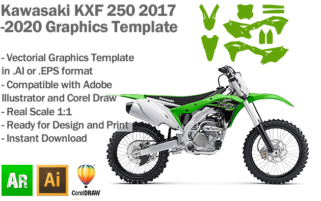 Kawasaki KXF 250 MX Motocross 2017 2018 2019 2020 Graphics Template