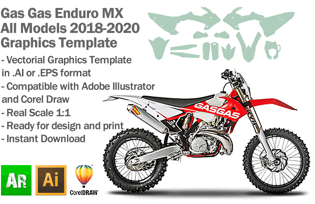 Gas Gas Enduro MX Motocross All Models 2018 2019 2020 Graphics Template