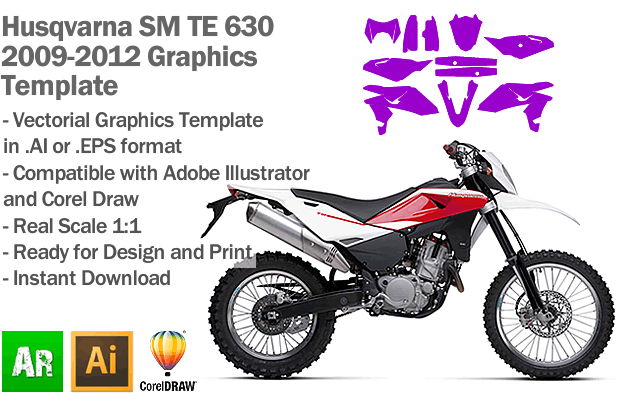 Husqvarna SM TE 630 2009 2010 2011 2012 Graphics Template