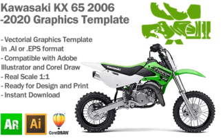 Kawasaki KX 65 MX Motocross 2006 2007 2008 2009 2010 2011 2012 2013 2014 2015 2017 2017 2018 2019 2020 Graphics Template