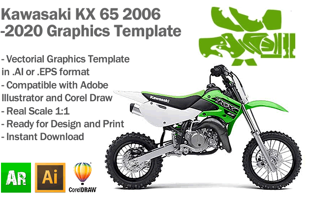 KX 65 MX Motocross 2006 2007 2008 2009 2010 2011 2012 2013 2014 2015 2017 2017 2018 2019 2020 Template - Artabrian™ - Graphic Templates