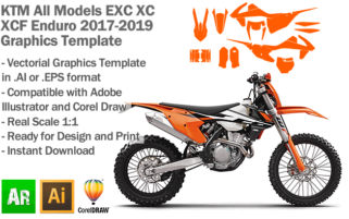 KTM EXC XC XCF Enduro All Models 2017 2018 2019 Graphics Template