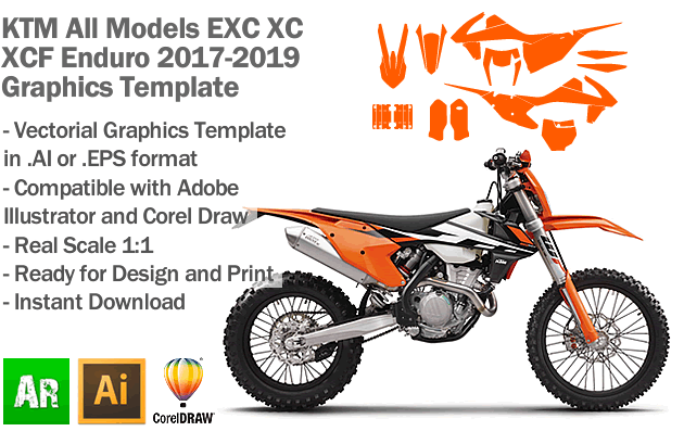KTM EXC XC XCF Enduro All Models 2017 2018 2019 Graphics Template