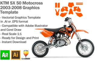 KTM SX 50 MX Motocross 2003 2004 2005 2006 2007 2008 Graphics Template