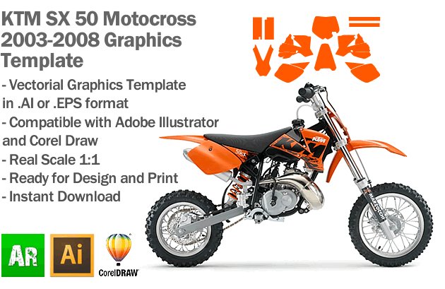 KTM SX 50 MX Motocross 2003 2004 2005 2006 2007 2008 Graphics Template