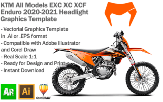 KTM EXC XC XCF Enduro All Models Headlight 2020 2021 Graphics Template