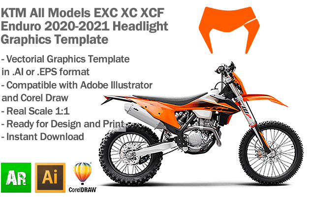 KTM EXC XC XCF Enduro All Models Headlight 2020 2021 Graphics Template