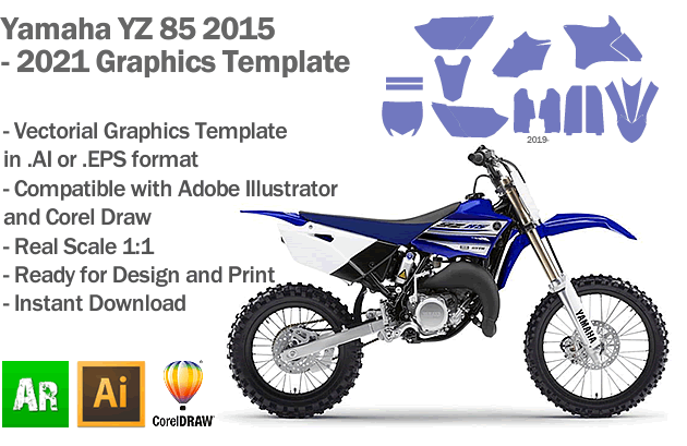 Yamaha YZ 85 MX Motocross 2015 2016 2017 2018 2019 2020 2021 Graphics Template