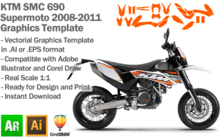 KTM SMC 690 Supermoto 2008 2009 2010 2011 Graphics Template