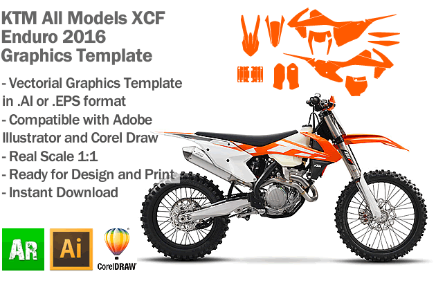 KTM XCF Enduro All Models 2016 Graphics Template