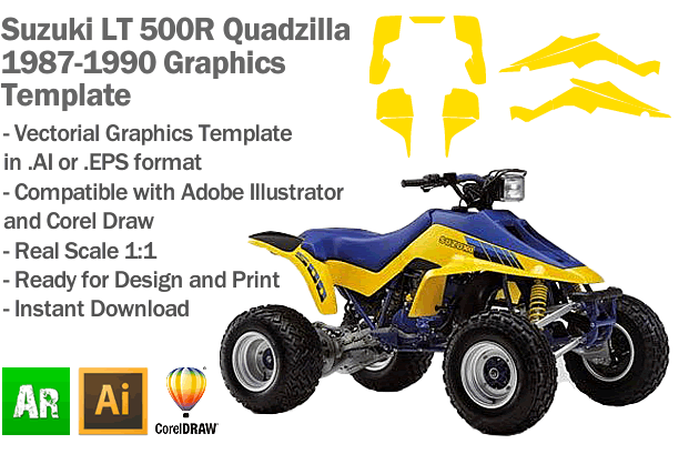 Suzuki LT 500R Quadzilla 1987 1988 1990 ATV Quad Graphics Template