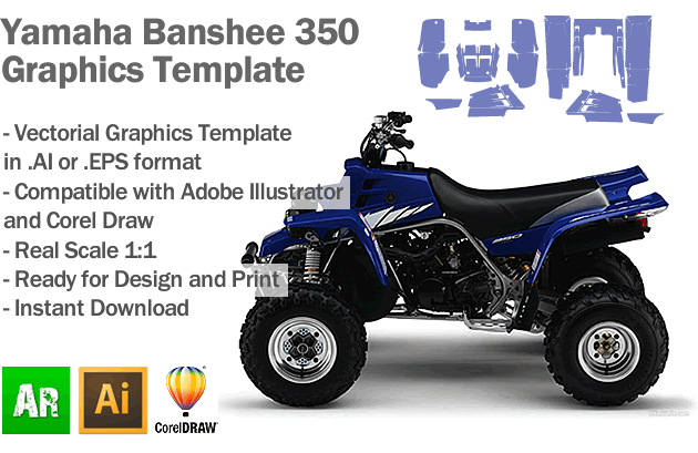 Yamaha Banshee 350 ATV Quad Graphics Template