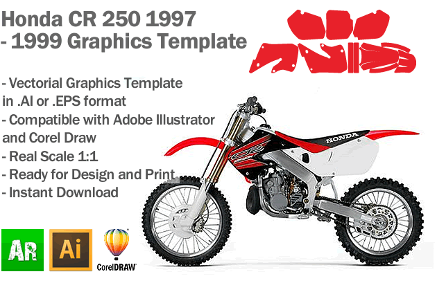 Honda CR 250 MX Motocross 1997 1998 1999 Graphics Template