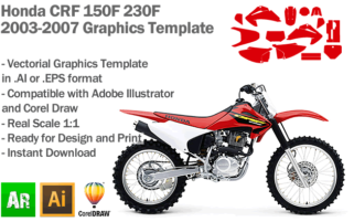 Honda CRF 150F 230F MX Motocross 2003 2004 2005 2006 2007 Graphics Template