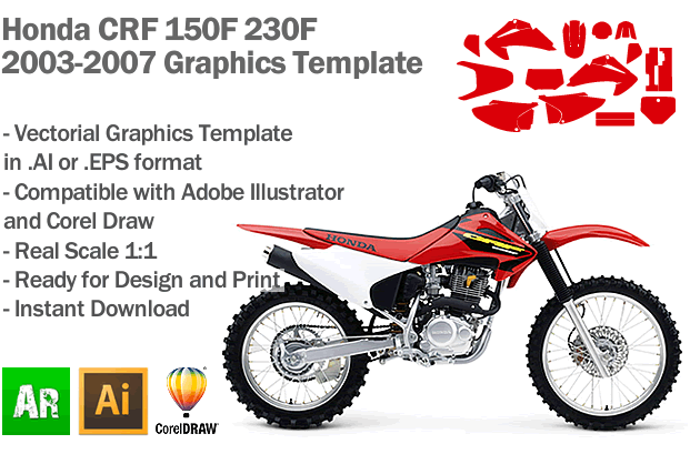 Honda CRF 150F 230F MX Motocross 2003 2004 2005 2006 2007 Graphics Template