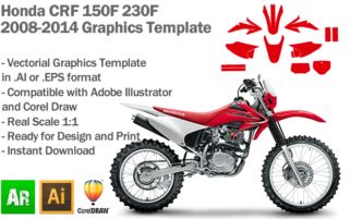 Honda CRF 150F 230F MX Motocross 2008 2009 2010 2011 2012 2013 2014 Graphics Template