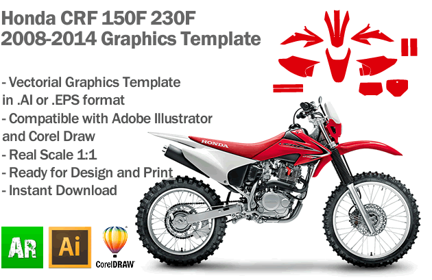 Honda CRF 150F 230F MX Motocross 2008 2009 2010 2011 2012 2013 2014 Graphics Template