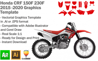 Honda CRF 150F 230F Trail MX Motocross 2015 2016 2017 2018 2019 2020 Graphics Template