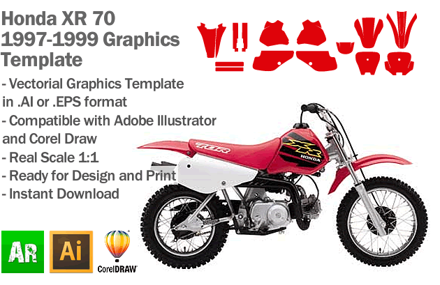 Honda XR 70 Enduro Trail 1997 1998 1999 Graphics Template