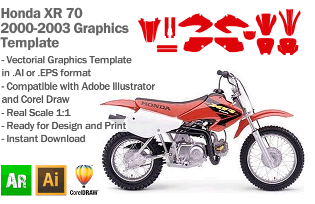 Honda XR 70 Enduro Trail 2000 2001 2002 2003 Graphics Template