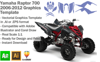 Yamaha Raptor 700 ATV Quad 2006 2007 2008 2009 2010 2011 2012 Graphics Template