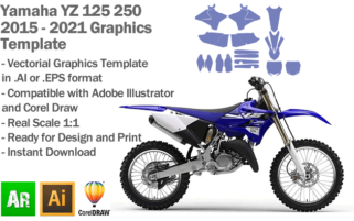 Yamaha YZ 125 250 MX Motocross 2015 2016 2017 2018 2019 2020 2021 Graphics Template