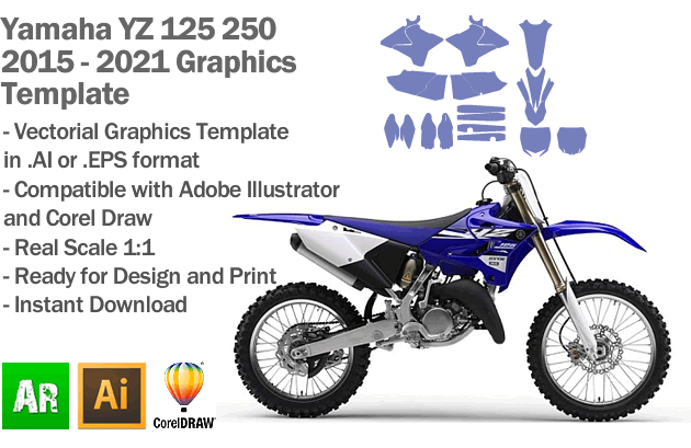 Yamaha YZ 125 250 MX Motocross 2015 2016 2017 2018 2019 2020 2021 Graphics Template