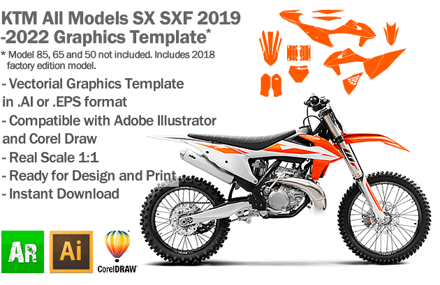 KTM EXC 2020 - 2021 - 2022 - 2023 MOTOCROSS & DIRTBIKE TEMPLATE - Legit,  verified & testfitted vector template (.AI, .EPS, .CDR). Instant download.  Guaranteed perfect fitment. All templates made by the same person since  2015.