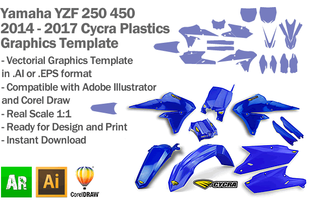 Yamaha YZF 250 450 MX Motocross 2014 2015 2016 2017 Cycra Plastics Graphics Template