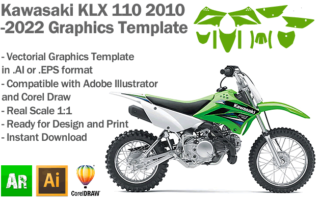 Kawasaki KLX 110 MX Motocross 2010 2011 2012 2013 2014 2015 2016 2017 2018 2019 2020 2021 2022 Graphics Template