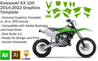 Kawasaki KX 100 MX Motocross 2014 2015 2016 2017 2018 2019 2020 2021 2022 Graphics Template