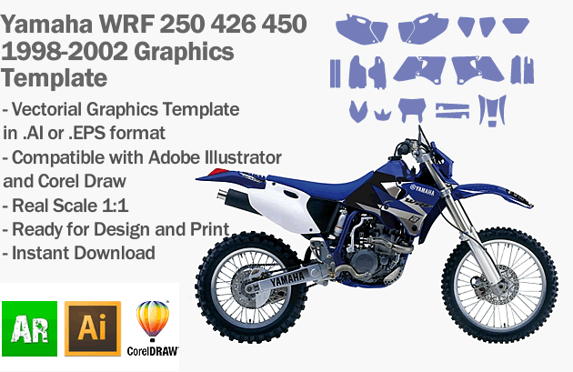 Yamaha WRF 250 426 450 Enduro 1998 1999 2000 2001 2002 Graphics Template