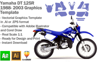 Yamaha DT 125R Trail 1988 1989 1990 1991 1992 1993 1994 1995 1996 1997 1998 1999 2000 2001 2002 2003 Graphics Template