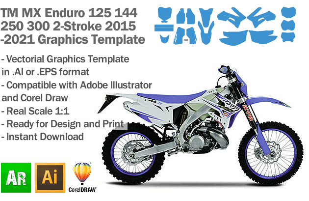 TM MX Motocross Enduro 125 144 250 300 2-Stroke 2015 2016 2017 2018 2019 2020 2021 Graphics Template