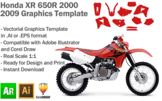 Honda XR 650R Enduro Trail 2000 2001 2002 2003 2004 2005 2006 2007 2008 2009 Graphics Template