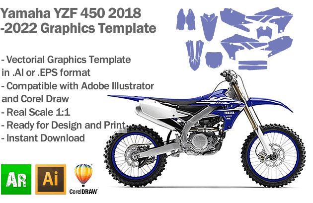 Yamaha YZF 450 MX Motocross 2018 2019 2020 2021 2022 Graphics Template