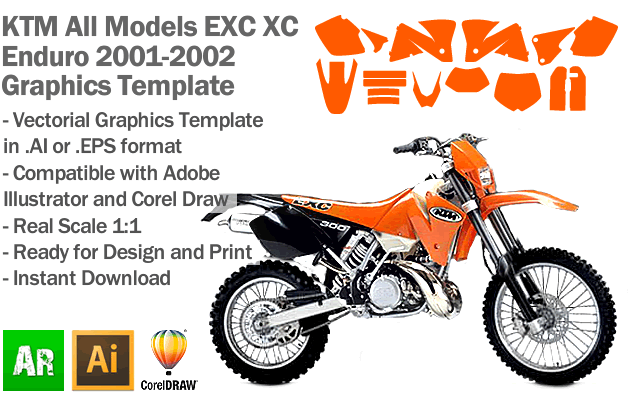 KTM EXC XC Enduro All Models 2001 2002 Graphics Template