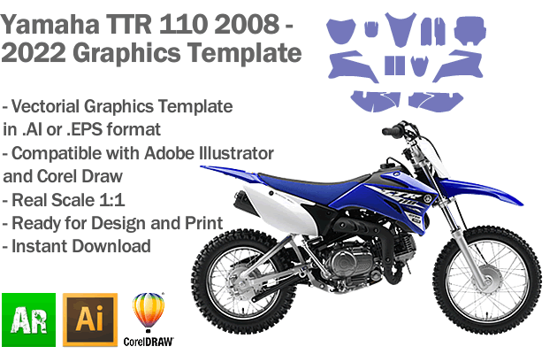 Yamaha TTR 110 2008 2009 2010 2011 2012 2013 2014 2015 2016 2017 2018 2019 2020 2021 2022 Graphics Template