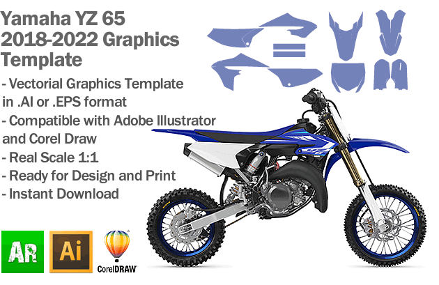 Yamaha YZ 65 MX Motocross 2018 2019 2020 2021 2022 Graphics Template