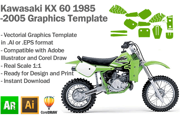 Kawasaki KX 60 1985 1986 1987 1988 1989 1990 1991 1992 1993 1994 1995 1996 1997 1998 1999 2000 2001 2002 2003 2004 2005 Graphics Template