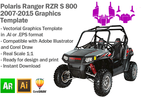 Polaris Ranger RZR S 800 UTV 2007 2008 2009 2010 2011 2012 2013 2014 2015 Graphics Template