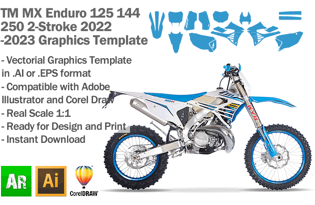 TM MX Motocross Enduro 125 144 250 2-Stroke 2022 2023 Graphics Template