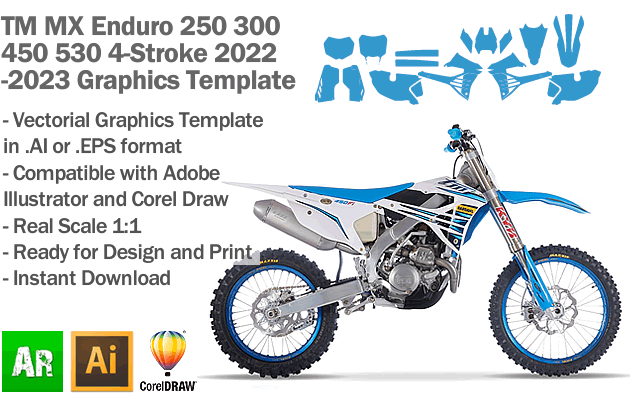 KTM EXC 2020 - 2021 - 2022 - 2023 MOTOCROSS & DIRTBIKE TEMPLATE - Legit,  verified & testfitted vector template (.AI, .EPS, .CDR). Instant download.  Guaranteed perfect fitment. All templates made by the same person since  2015.